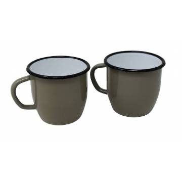 Conical enamelled metal mug - Grey - 250 ml