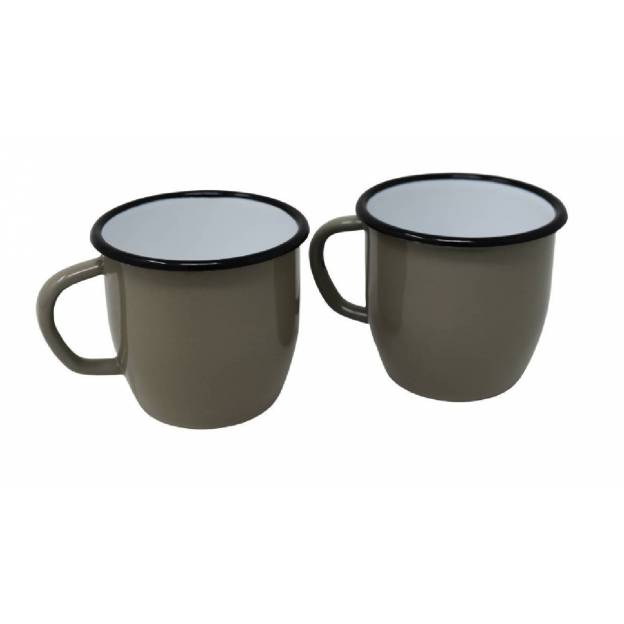 Set of 4 conical enamelled metal mug - Grey - 250 ml