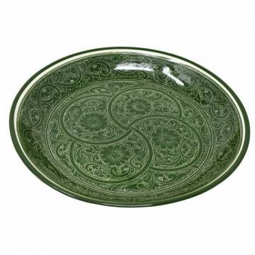 Assiette céramique peinte - Rishtan - Verte