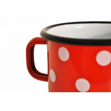 Enamelled-metal mug - Red with dots - 500 ml