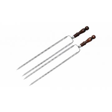 Lot de 2 brochettes doubles - Manche bois - 60 cm