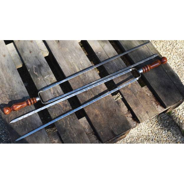 Lot de 2 brochettes doubles - Manche bois - 60 cm