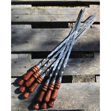 6 metal skewers - 40 cms - Wooden handle