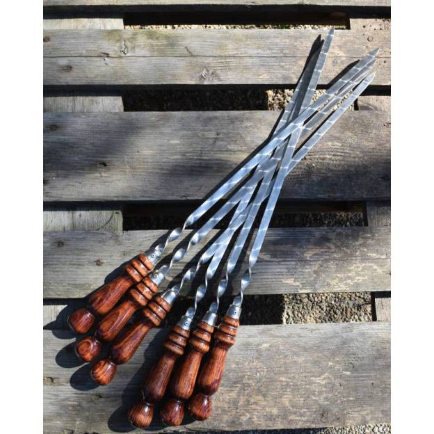 6 metal skewers - 40 cms - Wooden handle