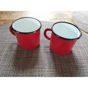 Setof 2 Metallic mugs - Ceramic-like - Red - 400 ml