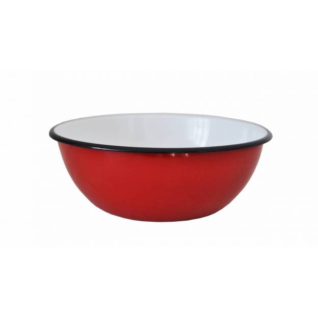 2 enamelled-metal bowls - Red - 1.5 liter