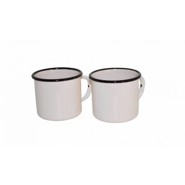 Enamelled metal mug - Set of 2 - Light Pink - 250 ml