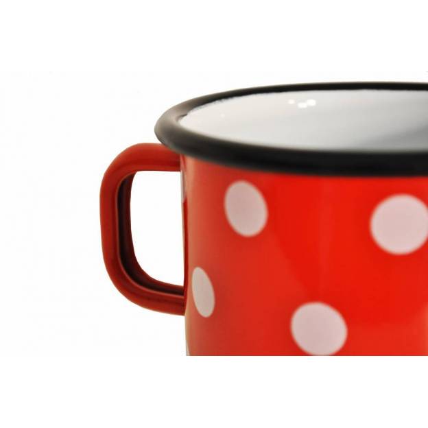 2 enamelled-metal mugs - Red with dots - 500 ml