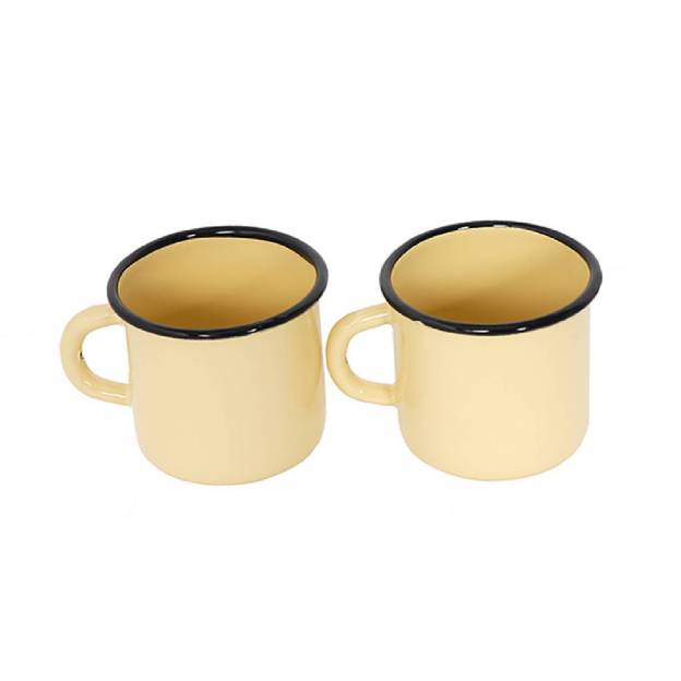 2 Metallic mugs - Ceramic-like - 400 ml -Yellow