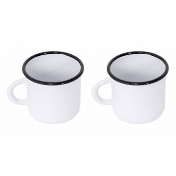 Mug Blanc et Jaune - Métal émaillé - 400 ml - 2 bancs / 2 jaunes