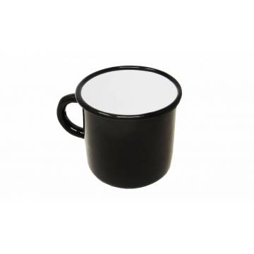 Mug Noir et Blanc - Métal émaillé - 400 ml - Lot de 2