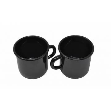 2 metal enamelled mugs - Black - 380 ml