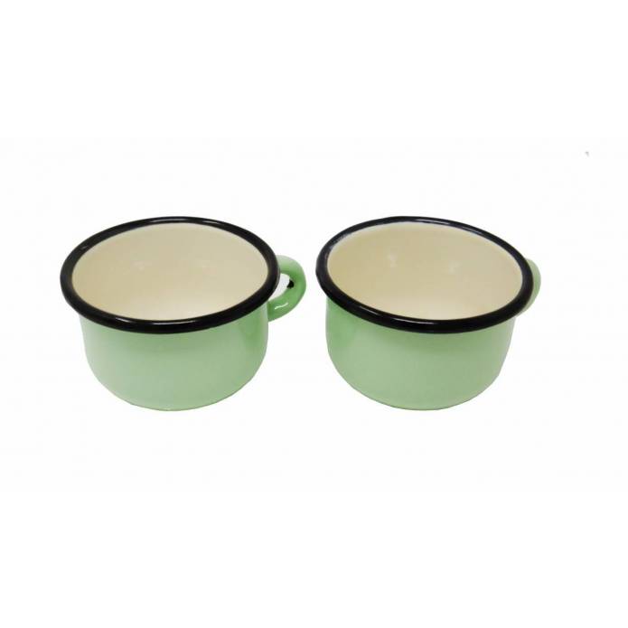 2 tasses en métal émaillé - Vert Anis - 250 ml