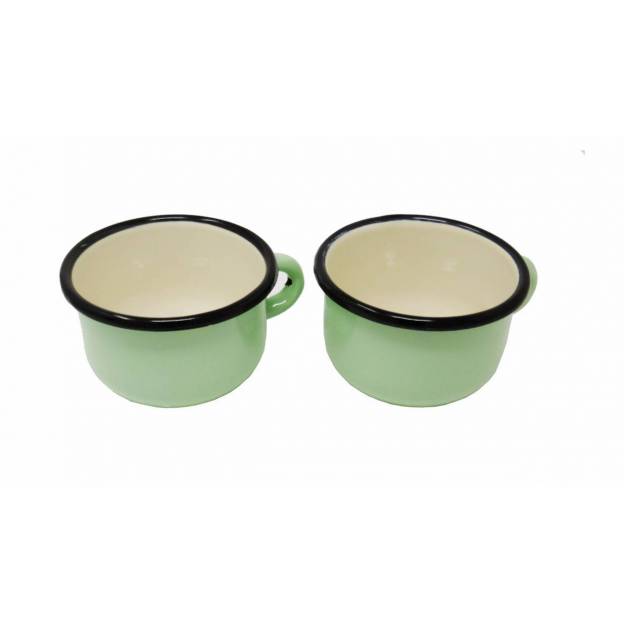 2 tasses en métal émaillé - Vert Anis - 250 ml