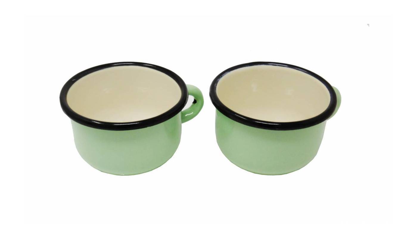 2 tasses en métal émaillé - Vert Anis - 250 ml