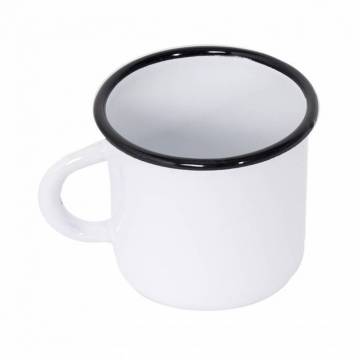 4metal enamelled white mugs - White - 2x250 ml and 2x400 ml
