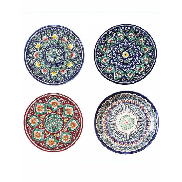 Assiettes en céramique peinte - Rishtan - Bleues / Rouges