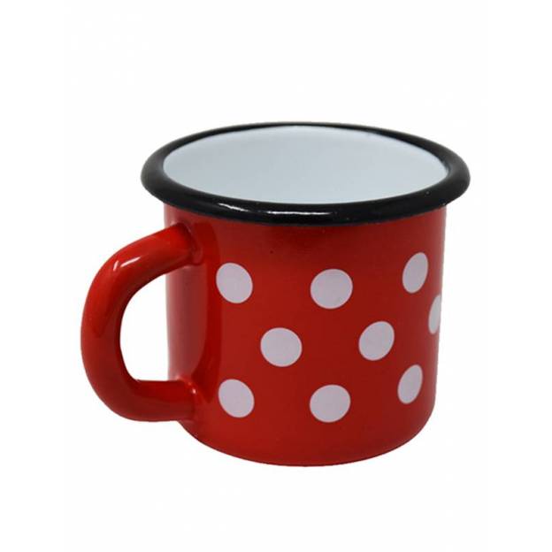 Metallic mug - Ceramic-like - Red with dots - 250 ml