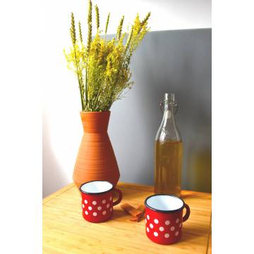 Mug Rouge à Pois Blancs - Métal émaillé - 250 ml