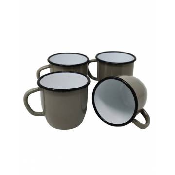 Mug Gris - Métal émaillé - 250 ml - Lot de 4