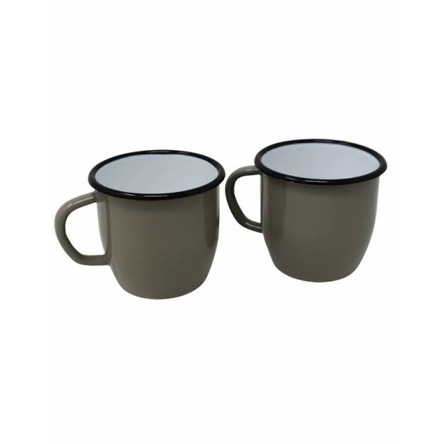 Mug Gris - Métal émaillé - 250 ml - Lot de 2