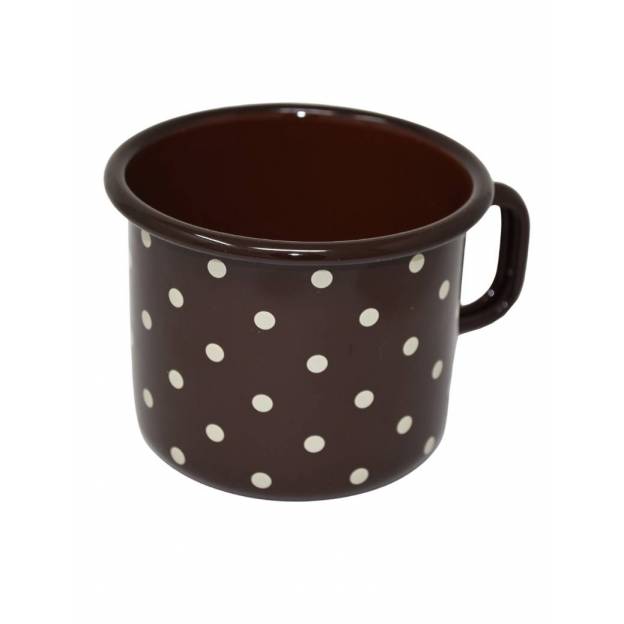 Enamelled metal mug - 500 ml - Chocolat with dots
