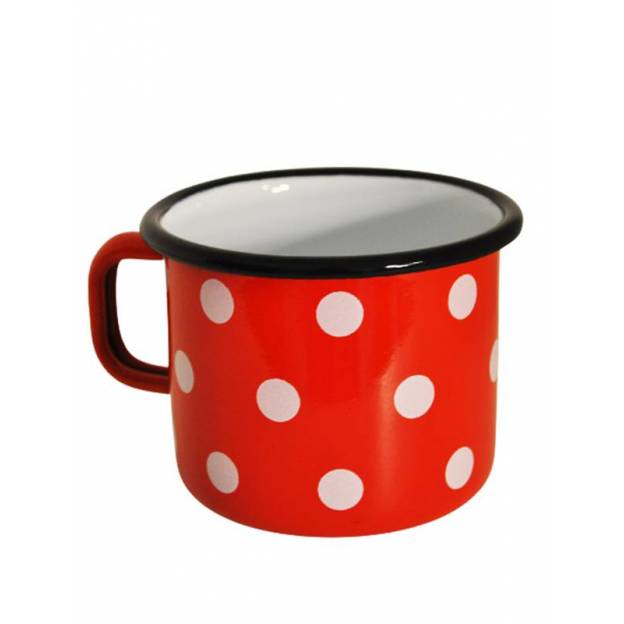 Enamelled-metal mug - Red with dots - 500 ml
