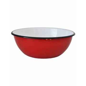 Enamelled red metal bowl - 1.5 liter