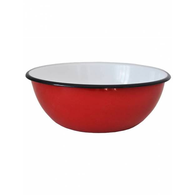 Enamelled red metal bowl - 1.5 liter