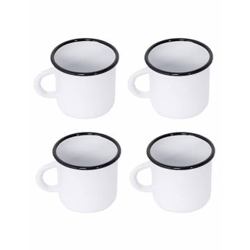 Mug Blanc - Métal émaillé - 250 ml - Lot de 4