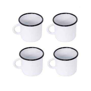 4 large white metal mugs - 400 ml