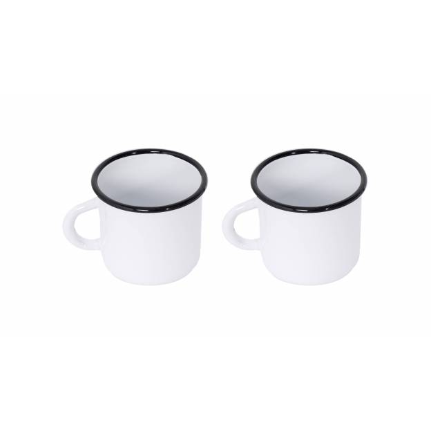 Mug Blanc - Métal émaillé - 400 ml - Lot de 4