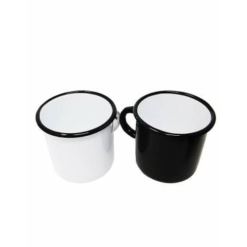 2 metal mugs - 1 white and 1 black & white - 400 ml
