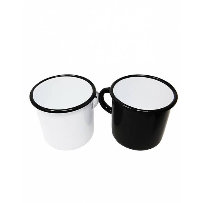 2 metal mugs - 1 white and 1 black & white - 400 ml