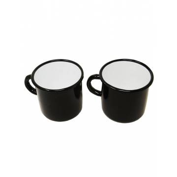 Mug Noir et Blanc - Métal émaillé - 400 ml - Lot de 2