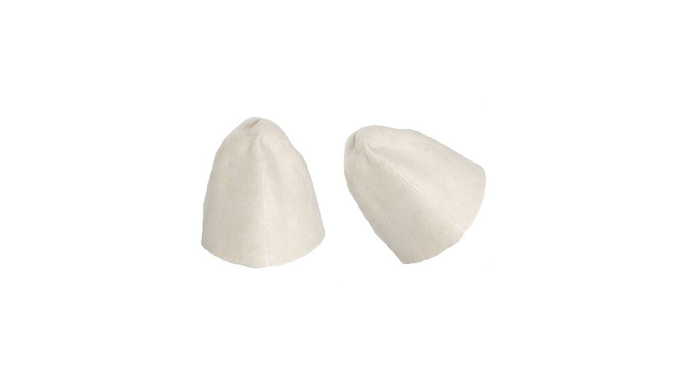 2 bonnets en feutre pour sauna - Blancs
