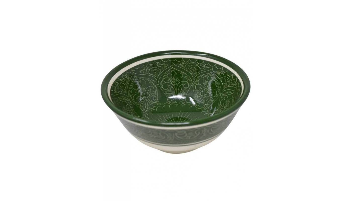 Plat creux en céramique peint - Rishtan - Ø 15,5 cm - Vert