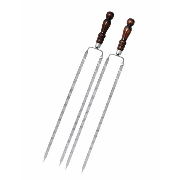 Lot de 2 brochettes doubles - Manche bois - 60 cm