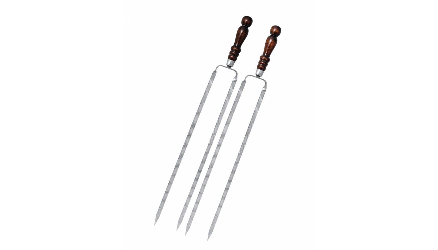 Lot de 2 brochettes doubles - Manche bois - 60 cm