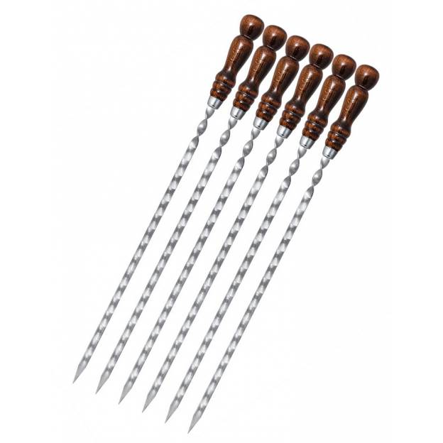 6 metal skewers - 40 cms - Wooden handle