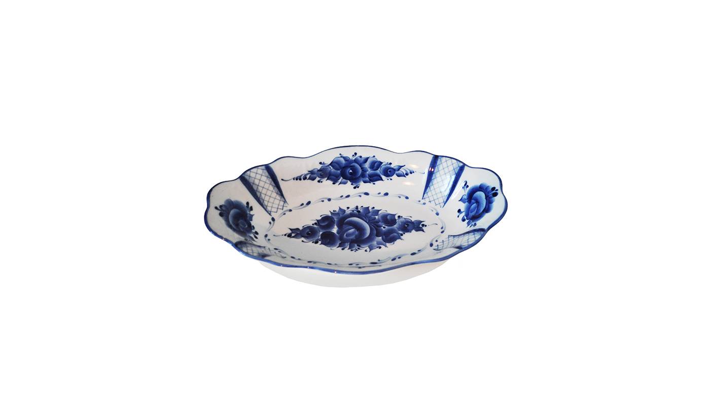 Tradition Gzhel - Plat en porcelaine - 17x29x4.5 cm