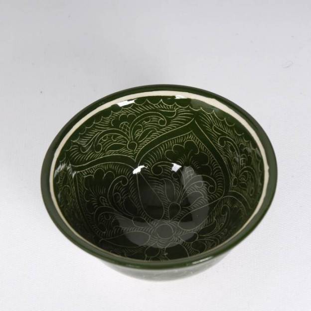 Bol en céramique peint - Rishtan - Ø 11,5 cm - Vert