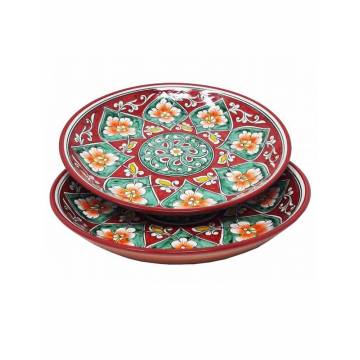 Set of 2 red Rishtan ceramics plates