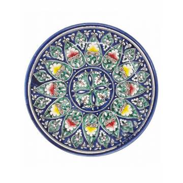 Assiette céramique peinte - Rishtan - Bleue