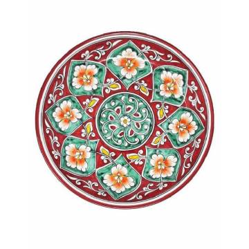 Assiette céramique peinte - Rishtan - Ø 24.5 cm - Rouge