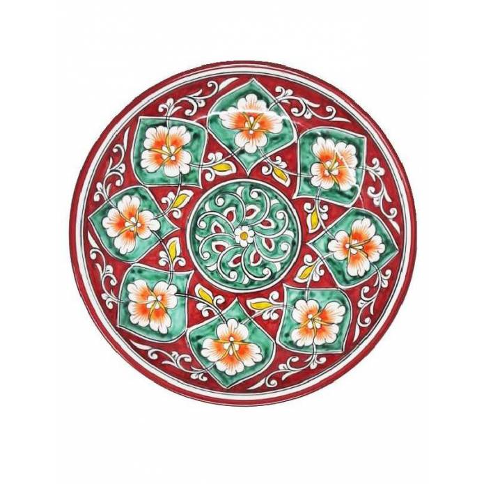 Assiette céramique peinte - Rishtan - Ø 24.5 cm - Rouge