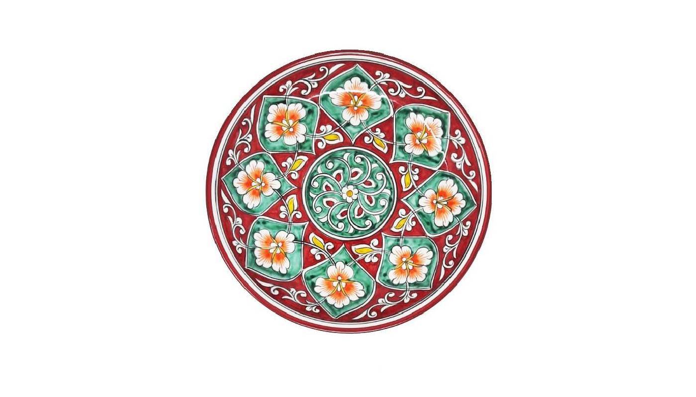 Assiette céramique peinte - Rishtan - Ø 24.5 cm - Rouge