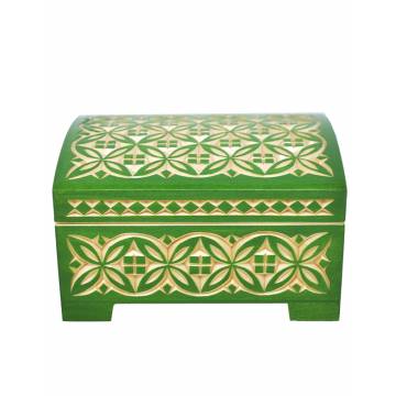 Boîte en bois décorée - 130x110x75 mm