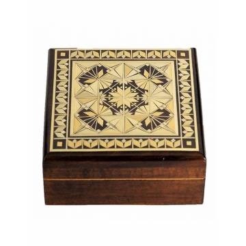 Decorated wooden box 98x98x40 mm - Brown