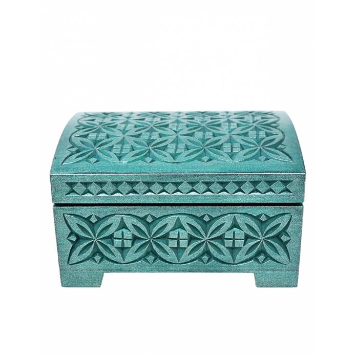 Decorated wooden box 130x110x75 mm - Dark green